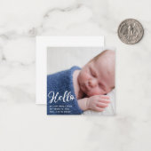 Hallo Baby Foto Eenvoudige chique geboorte aankond Notitiekaartje (Voorkant / Achterkant in situ)