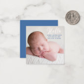 Hallo Baby Foto Eenvoudige Jongen Geboorteaankondi Notitiekaartje (Voorkant / Achterkant in situ)