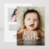 Hallo Baby Foto Geboorteaankondiging Bedankt (Voorkant / Achterkant)