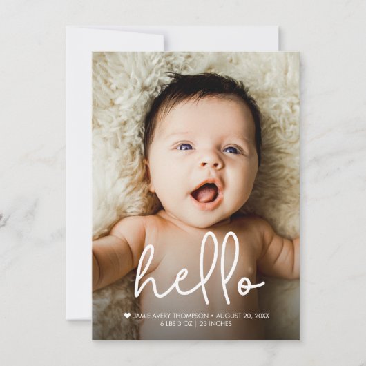 Hallo Baby Foto Geboorteaankondiging Bedankt (Voorkant)