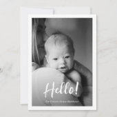 hallo Baby Foto geboorteaankondiging Kaart (Voorkant)