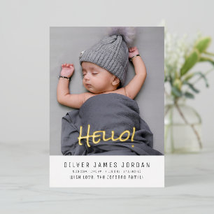 hallo Baby Fotogeboorte Aankondiging Modern Elegan