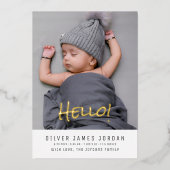 hallo Baby Fotogeboorte Aankondiging Modern Elegan (Voorkant)