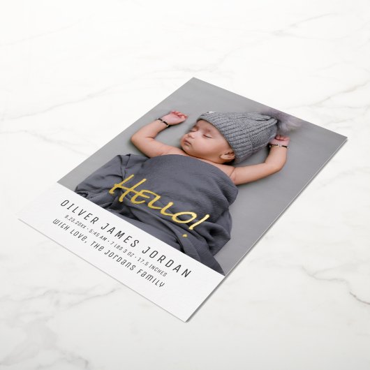 hallo Baby Fotogeboorte Aankondiging Modern Elegan (Gedraaid)