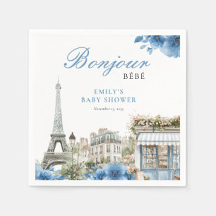 Hallo Baby Franse Blauwe Baby Shower Servet