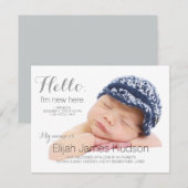 Hallo Baby Geboorteaankondiging Aankondiging (Voorkant / Achterkant)