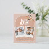 Hallo Baby Geboorteaankondiging Briefkaart (Staand voorkant)