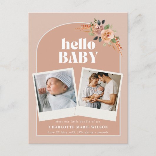 Hallo Baby Geboorteaankondiging Briefkaart (Voorkant)