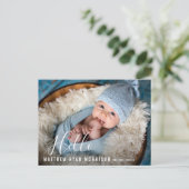 Hallo baby geboorteaankondiging briefkaart (Staand voorkant)