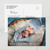 Hallo baby geboorteaankondiging briefkaart (Voorkant / Achterkant)