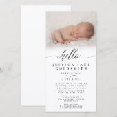 Hallo Baby Geboorteaankondiging Drinken & Kijken F Aankondiging (Voorkant / Achterkant)