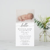 Hallo Baby Geboorteaankondiging Drinken & Kijken F Aankondiging (Staand voorkant)