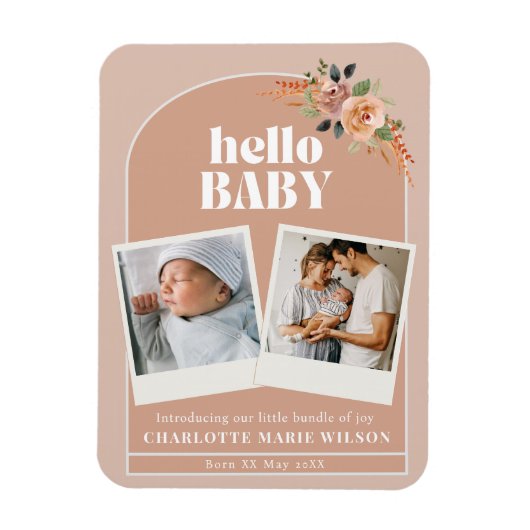 Hallo Baby Geboorteaankondiging  Magneet (Verticaal)
