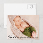 hallo Baby Geboortedatum Briefkaart B (Voorkant / Achterkant)