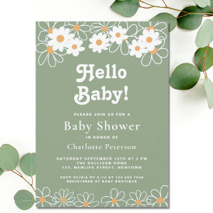 Hallo Baby Geslachtsonzijdige Madelief Groene Baby Kaart