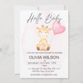 Hallo Baby Giraffe Baby shower Uitnodiging (Voorkant)