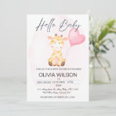 Hallo Baby Giraffe Baby shower Uitnodiging (Staand voorkant)
