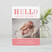 hallo Baby Girl Foto geboorteaankondiging Aankondiging (Staand voorkant)