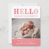 hallo Baby Girl Foto geboorteaankondiging Aankondiging (Voorkant)