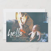 hallo Baby Girl - geborstelde letters waterverf ro Aankondiging (Voorkant)