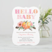 hallo BABY Girl Shower Kaarten Pompoenen Rozen (Staand voorkant)
