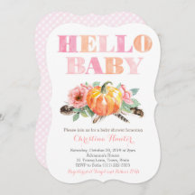 hallo BABY Girl Shower Kaarten Pompoenen Rozen