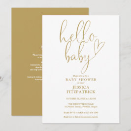 Hallo Baby Goud Schrift Allemaal In Eén Baby Showe Kaart