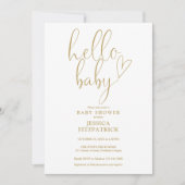 Hallo Baby Gouden Hart Script Baby Shower Kaart (Voorkant)