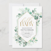 hallo Baby Greenery Eucalyptus Waterverf Shower Kaart (Voorkant)