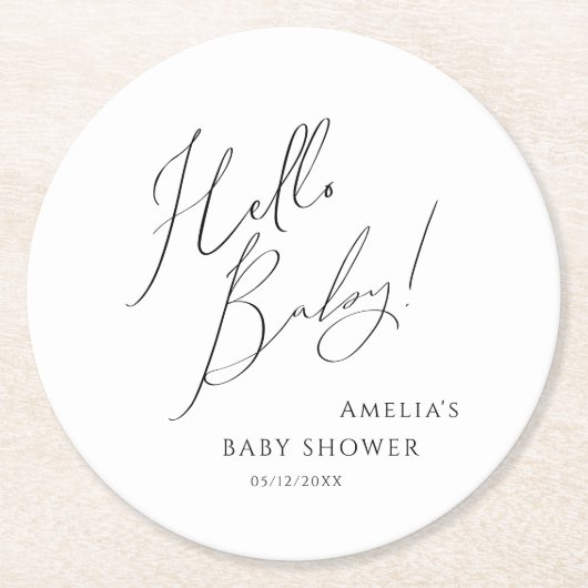 Hallo Baby grillig genderneutraal Ronde Kartonnen Onderzetter (Voorkant)