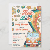 Hallo Baby Groovy Retro Bloemen Baby shower Party Kaart (Voorkant)