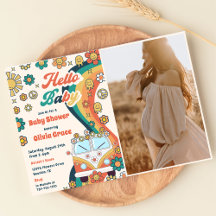 Hallo Baby Groovy Retro Bloemen Baby shower Party