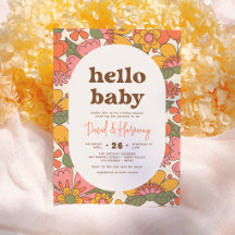Hallo Baby | Groovy Retro Bloemen Boho Baby Shower