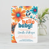 Hallo Baby Groovy Retro Boho Flower Baby shower Kaart (Staand voorkant)