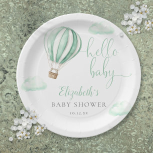 Hallo Baby Heet Luchtballon Neutrale Baby Shower Papieren Bordje