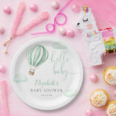 Hallo Baby Hete Luchtballon Neutraal Baby shower Papieren Bordje (Feest)
