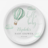 Hallo Baby Hete Luchtballon Neutraal Baby shower Papieren Bordje (Voorkant)