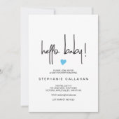 Hallo Baby jongen douche uitnodigen met blauw hart Kaart (Voorkant)