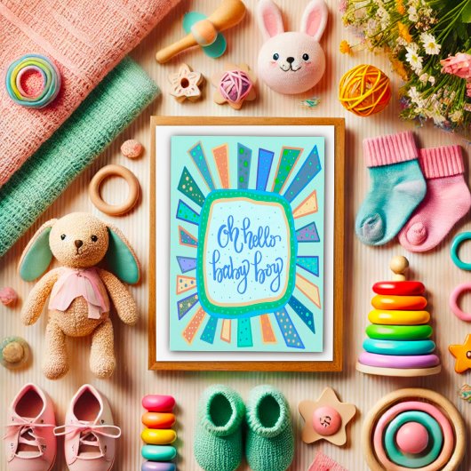 Hallo Baby jongen grillig schattig blauw modern Kaart