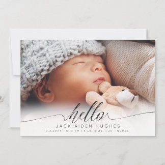 Hallo Baby Jongen Meisje Geboorteaankondiging Foto Aankondiging