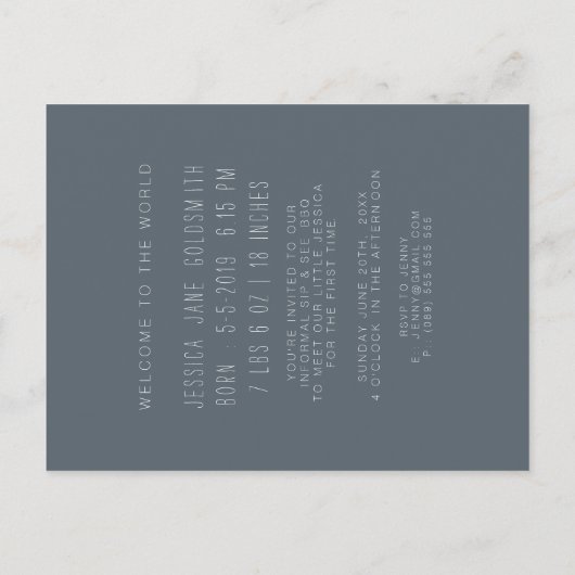 Hallo Baby jongen of meisje Aankondigingskaart (Achterkant)