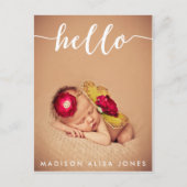 Hallo Baby jongen of meisje Aankondigingskaart (Voorkant)