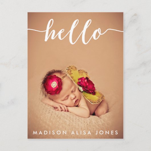 Hallo Baby jongen of meisje Aankondigingskaart (Voorkant)