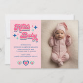 Hallo Baby Kaart Geboorteaankondiging Retro Groovy (Voorkant)