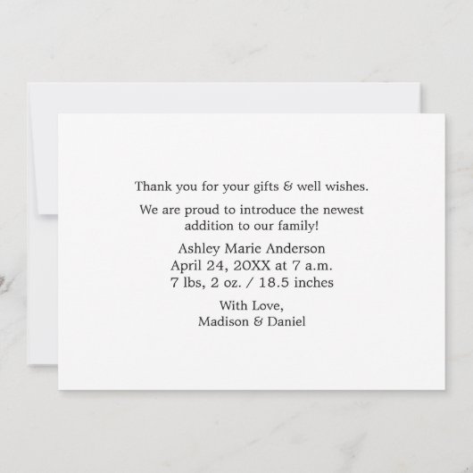 Hallo Baby Kalligrafiescript Hart 3 Foto Aankondiging (Achterkant)