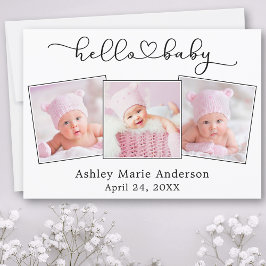 Hallo Baby Kalligrafiescript Hart 3 Foto Aankondiging