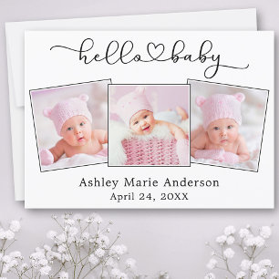 Hallo Baby Kalligrafiescript Hart 3 Foto Aankondiging