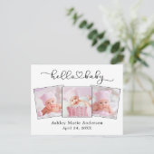 Hallo Baby Kalligrafiescript Hart 3 Foto Briefkaart (Staand voorkant)