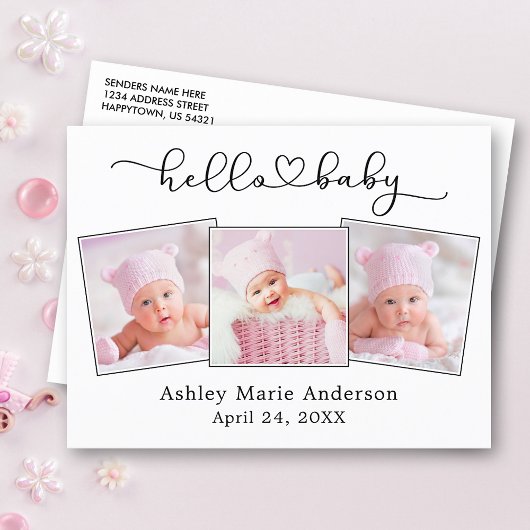 Hallo Baby Kalligrafiescript Hart 3 Foto Briefkaart