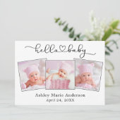 Hallo Baby Kalligrafiescript Hart 4 foto's Aankondiging (Staand voorkant)